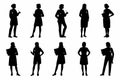 Silhouette of Ten Diverse Female Medical Professionals with Stethoscopes and Documents on White Royalty Free Stock Photo