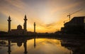 Silhouette of the Tengku Ampuan Jemaah Mosque Royalty Free Stock Photo