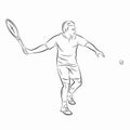 Silhouette tennis player , vector drawing