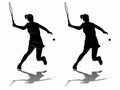 Silhouette tennis player , vector drawing