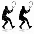 Silhouette of a tennis woman player, vector drawing