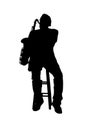 Silhouette of a tenor saxophone player Royalty Free Stock Photo