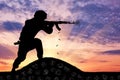 Silhouette of a terrorist attack Royalty Free Stock Photo