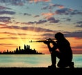 Silhouette of a terrorist Royalty Free Stock Photo