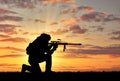 Silhouette of a terrorist with a rifle
