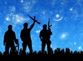 Silhouette of terrorists Royalty Free Stock Photo