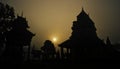 Silhouette of Thai Buddhist Pagoda in the Morning Sun Royalty Free Stock Photo