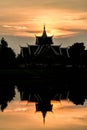 Silhouette of thai temple background