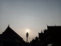 silhouette thai temple in morning