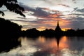 Silhouette thai temple