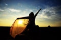 Silhouette Thai woman sitting