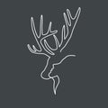 Silhouette of a thin line of a deer and a girl`s face