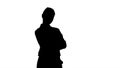 Silhouette Thoughtful woman with crossed hands. Royalty Free Stock Photo