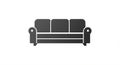 Silhouette of a three-cushion sofa. Features rounded armrests and a rectangular base. Royalty Free Stock Photo
