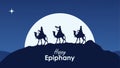 silhouette three king on camel for epiphany background