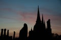 Silhouette of three pagoda of Wat Phra Sri Sanphet