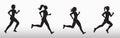 Silhouette of three running women Royalty Free Stock Photo