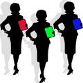 Silhouette of three Secretaries Royalty Free Stock Photo