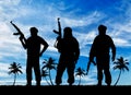 Silhouette of three terrorists