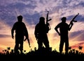 Silhouette of three terrorists