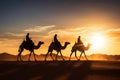 Silhouette of the three wise men traveling on camels to Bethlehem for the birth of baby Jesus Royalty Free Stock Photo