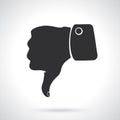 Silhouette thumb down symbol of dislike