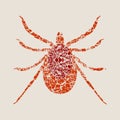 Silhouette of Tick parasite. Sketch of Mite.