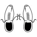 Silhouette of a tied shoes joke
