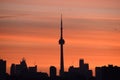 Silhouette of Toronto skyline predawn