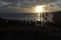 Silhouette of Tourists looking at the Twelve Apostles Great Ocean Road in Victoria Australia Royalty Free Stock Photo