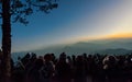 The silhouette of tourists watching the sea mists at the top of the mountain, Phurua district, Loei province, Thailand Royalty Free Stock Photo