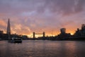 Silhouette of Tower Bridge London at Sunset Royalty Free Stock Photo