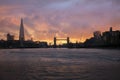 Silhouette of Tower Bridge London at Sunset Royalty Free Stock Photo