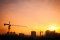 Silhouette of the tower crane