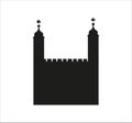 Silhouette of the Tower of London in England isolated on a white background