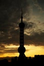 Silhouette Tower in Shanghai at sunset