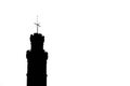 Silhouette tower on white background