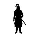 Silhouette of traditional ancient oriental warrior.