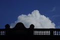 A silhouette traditional architecture with cloudscape.