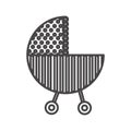 silhouette traditional baby carriage with dotted soft top