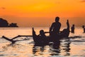 Silhouette of traditional fishing boat Royalty Free Stock Photo