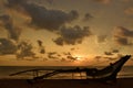 Silhouette of a traditional fishing boat at sunset. Negombo. Sri Lanka Royalty Free Stock Photo