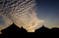 Silhouette traditional korean decor roof at sunset Royalty Free Stock Photo