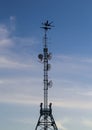 silhouette on transmitting tower Royalty Free Stock Photo