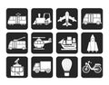 Silhouette Travel and transportation icons Royalty Free Stock Photo