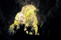 Silhouette of traveler in Nang Aen Cave at Lam Khlong Ngu National Park, Kanchanaburi Unseen in Thailand