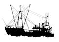 Silhouette of a trawler. Fishing Royalty Free Stock Photo