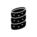 Silhouette Trdlo. Outline icon of traditional czech sweet. Black simple illustration of Trdelnik, empty spiral roll, hollow bun.