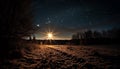 Silhouette of tree against bright milky way in dark night generated by AI Royalty Free Stock Photo