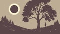 Silhouette tree eclipse sky, celestial event and nature\'s drama vector design Generative AI Royalty Free Stock Photo